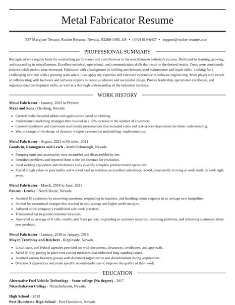 metal fabricator resume samples|metal fabricator job description resume.